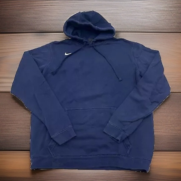 Nike Side Swoosh Hoodie Men’s M Navy Blue Sweatshirt‎ Fleece Pullover **READ - Picture 1 of 7